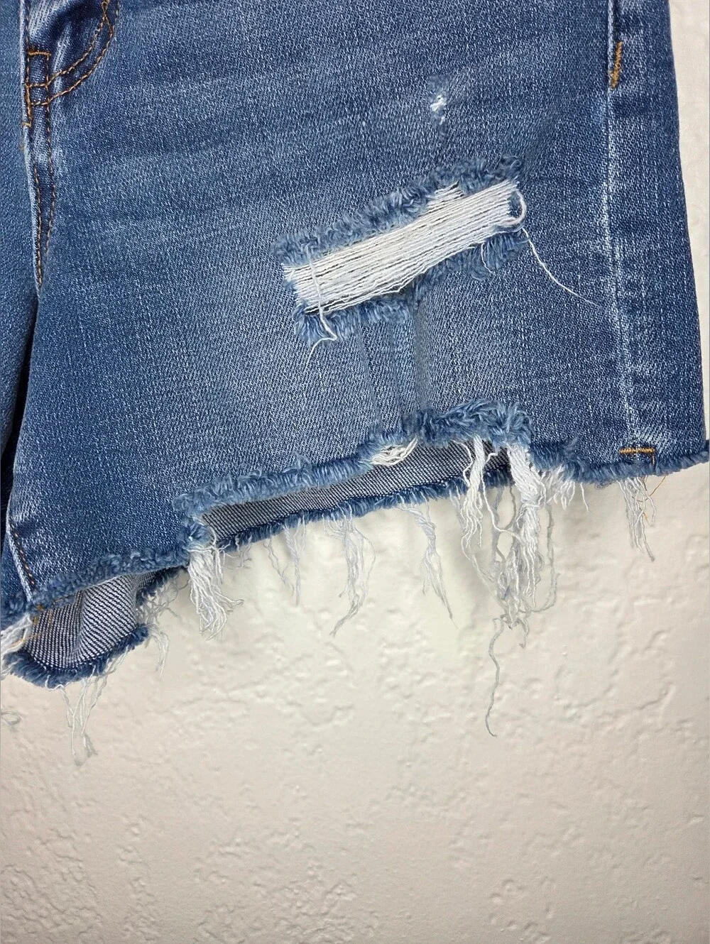 Vervet by Flying Monkey Rebecca High Rise Distressed Stretch Denim Shorts Sz XS